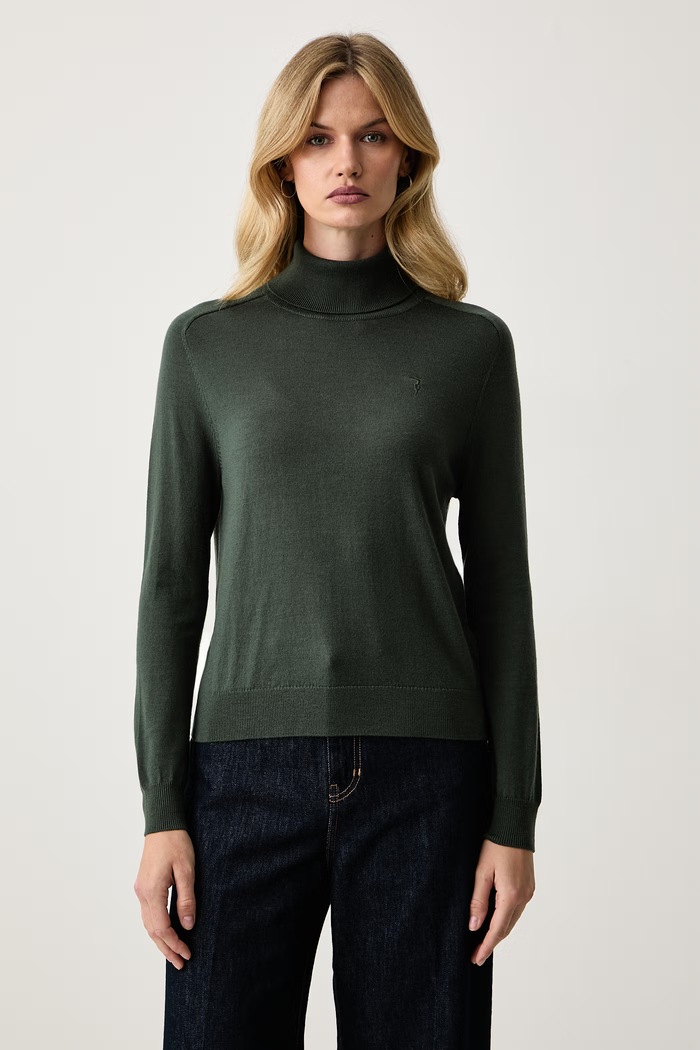 Trussardi Golf damski wełniany zielony M0916001341N