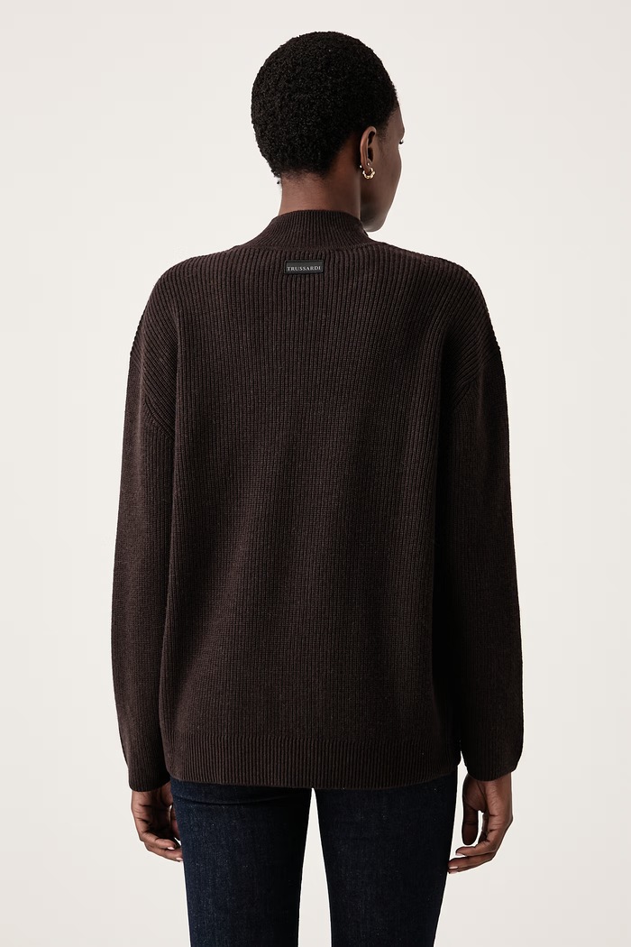 Odzież Trussardi Sweter damski z wełną M0186001265N brązowy