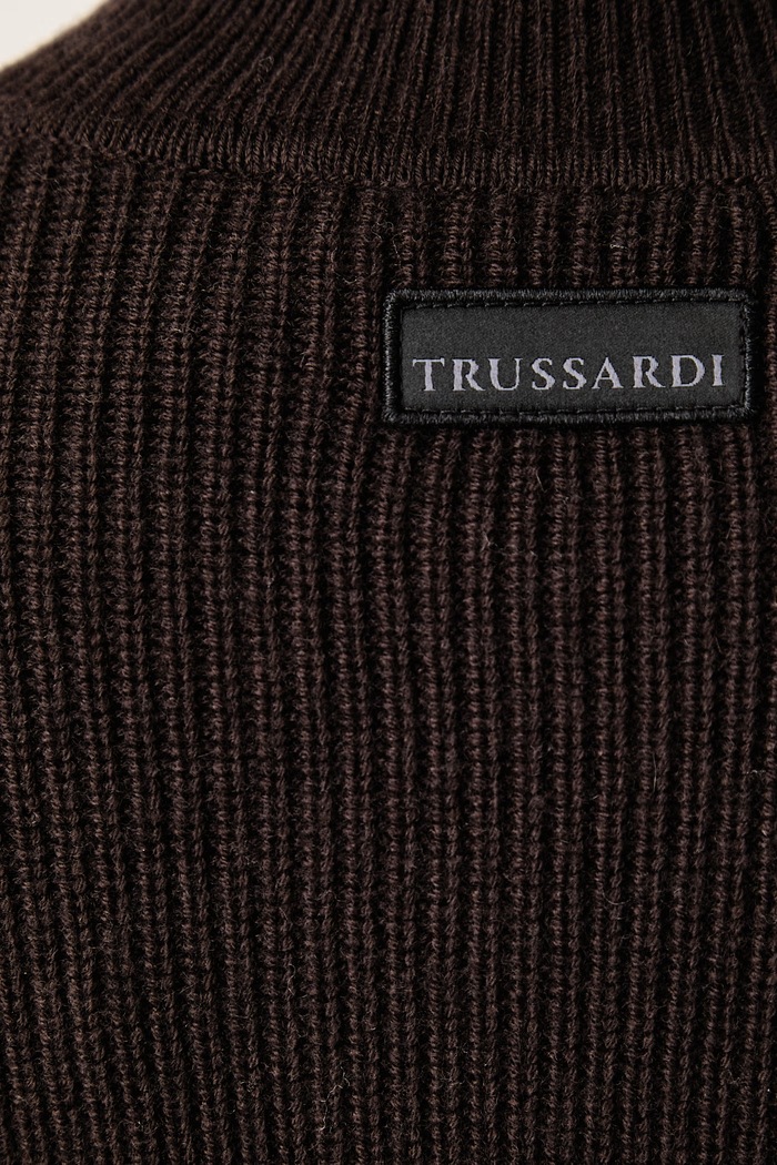Sweter damski z wełną Trussardi brązowy M0186001265N