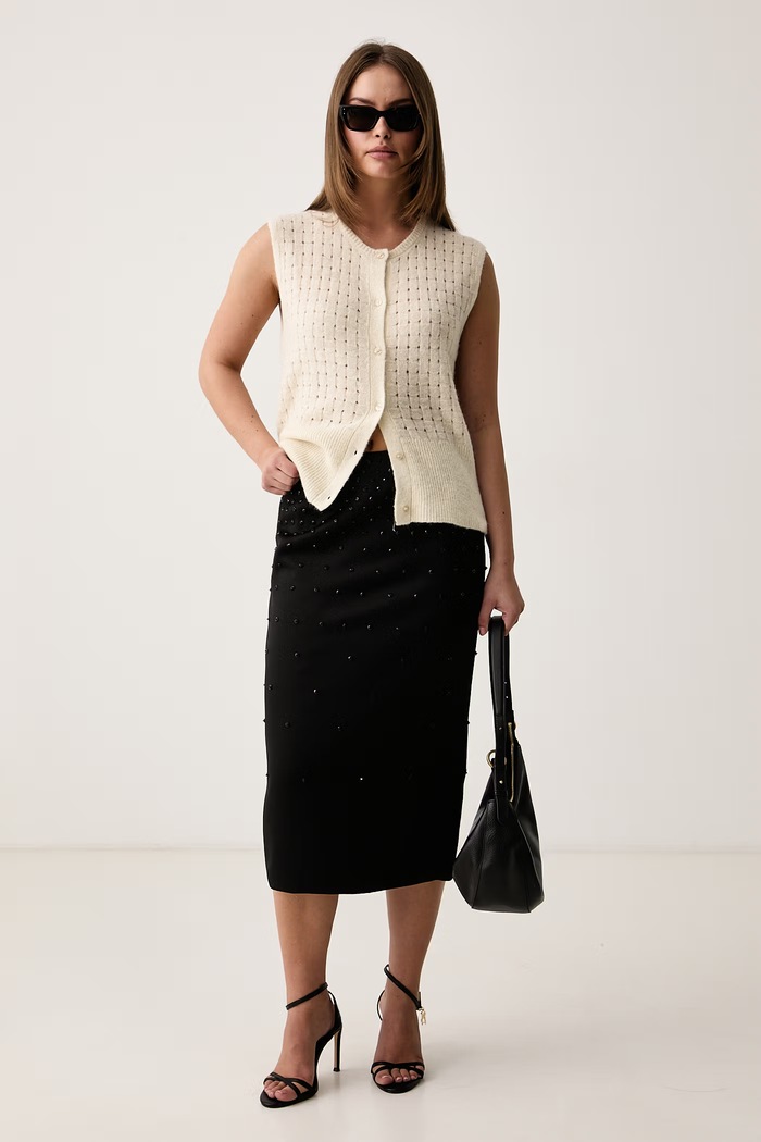 Trussardi Kamizelka damska z dodatkiem jedwabiu M0416001290N beżowy AW26