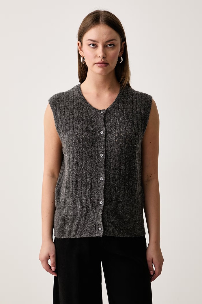 Trussardi Kamizelka damska z dodatkiem jedwabiu szary M0416001290N