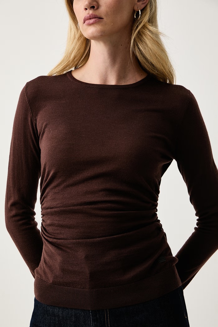 Sweter damski wełniany Trussardi M0196001266N brązowy