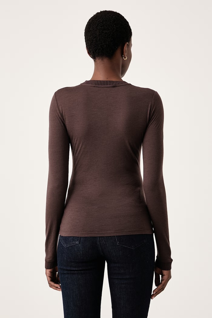 Odzież Trussardi Longsleeve damski wełniany G0096000302N brązowy