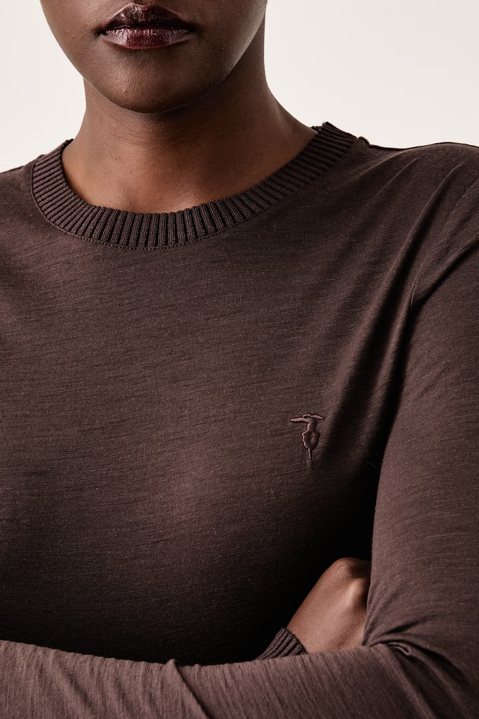 Longsleeve damski wełniany Trussardi G0096000302N brązowy