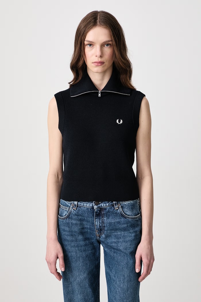 Fred Perry Kamizelka damska z dodatkiem wełny granatowy K3125.608