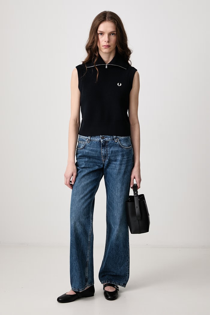 Fred Perry Kamizelka damska z dodatkiem wełny K3125.608 granatowy AW26