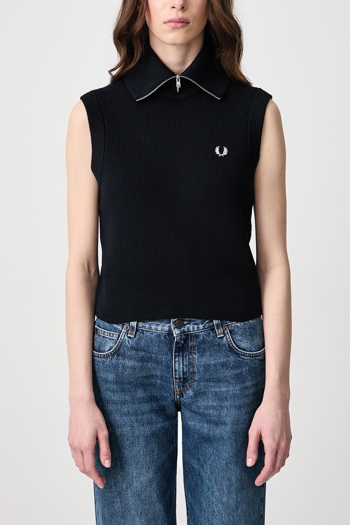 Kamizelka damska z dodatkiem wełny Fred Perry granatowy K3125.608