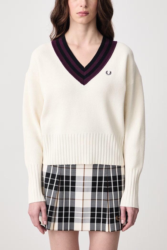 Sweter damski z dodatkiem wełny Fred Perry beżowy K3123.560