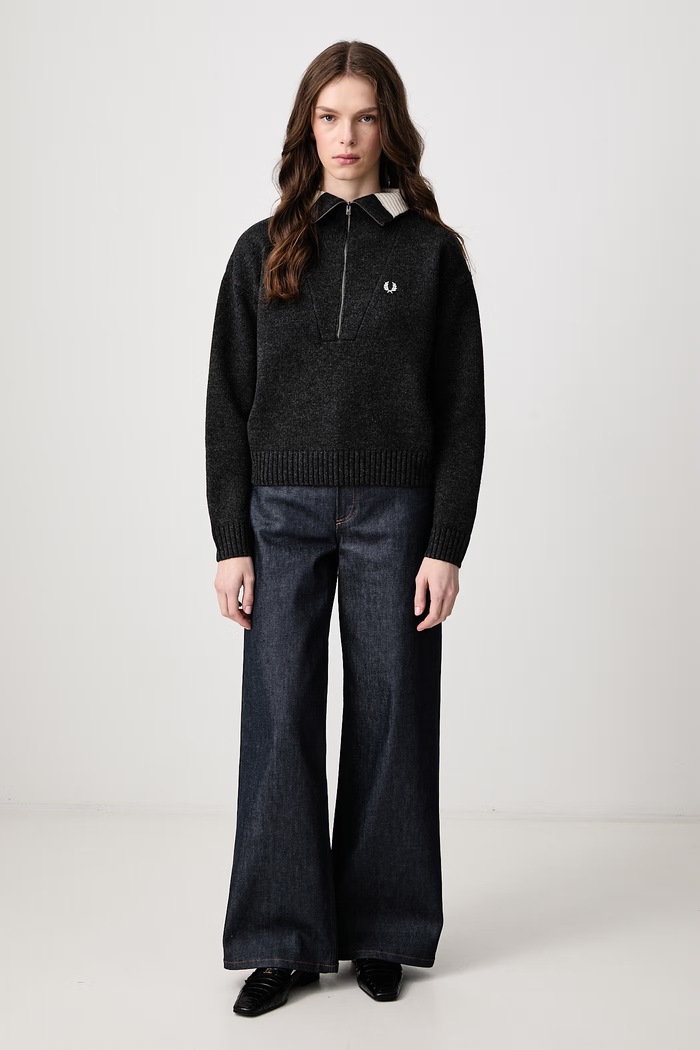 Fred Perry Sweter damski z wełną K3142.948 szary AW26