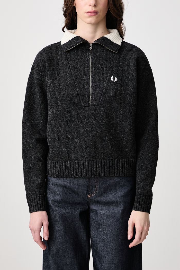 Sweter damski z wełną Fred Perry szary K3142.948