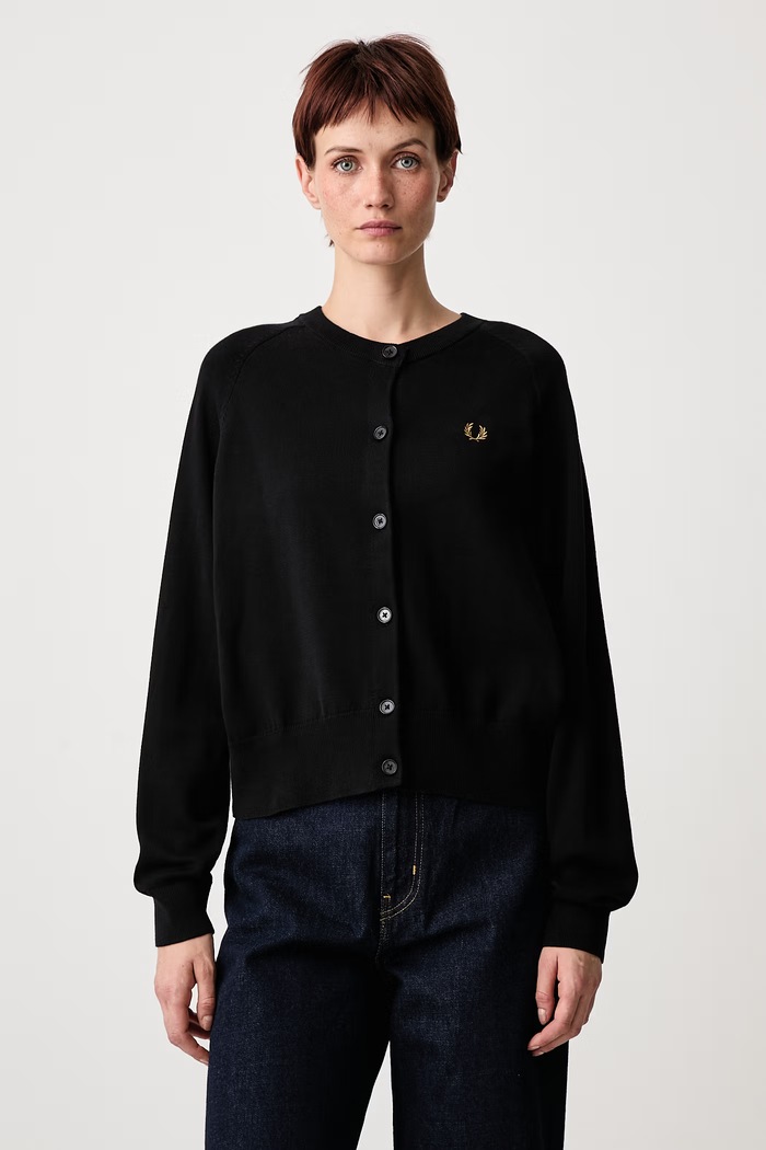 Fred Perry Kardigan damski bawełniany czarny K3141.102