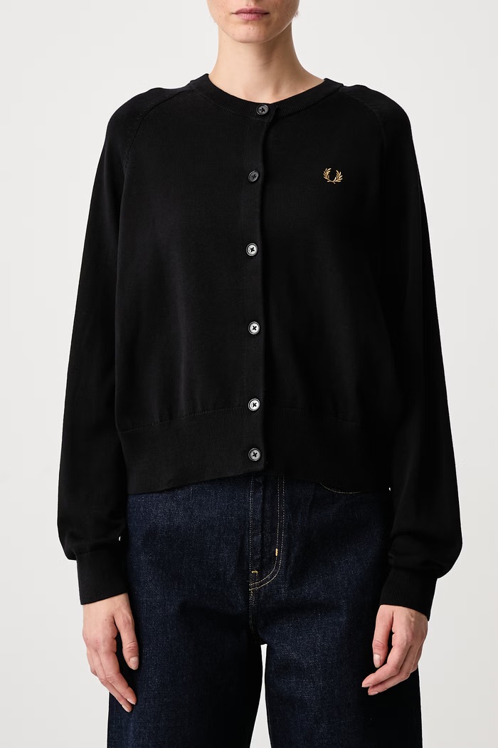 Kardigan damski bawełniany Fred Perry czarny K3141.102
