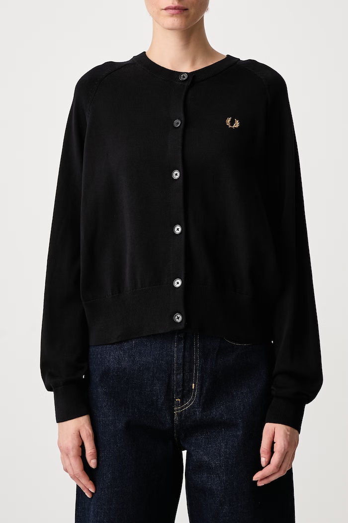 Kardigan damski bawełniany Fred Perry czarny K3141.102