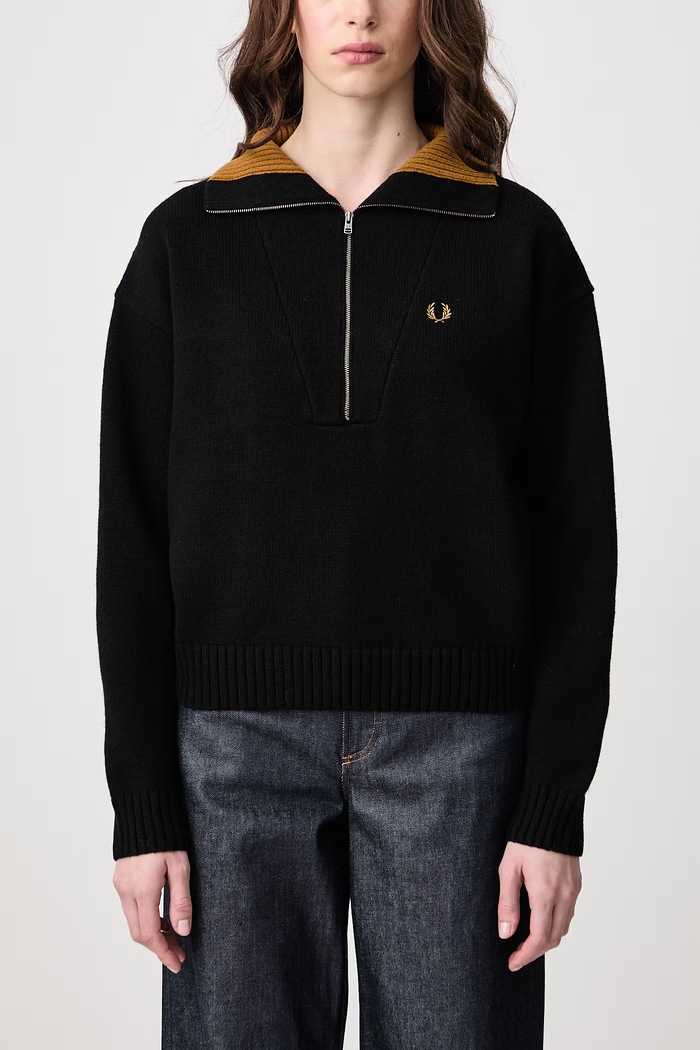 Sweter damski z wełną Fred Perry czarny K3142.102