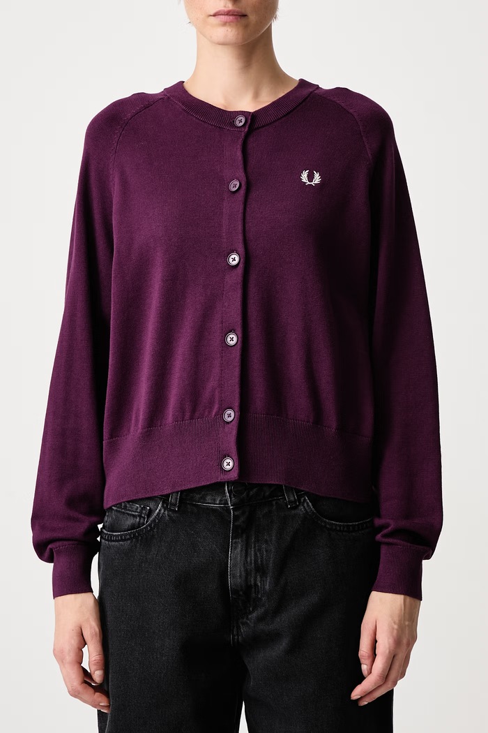 Kardigan damski bawełniany Fred Perry fioletowy K3141.37C