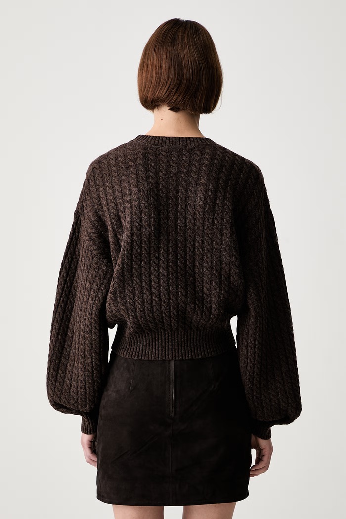 Odzież Rotate CABLE CREWNECK sweter wełniany damski 1164372037 brązowy