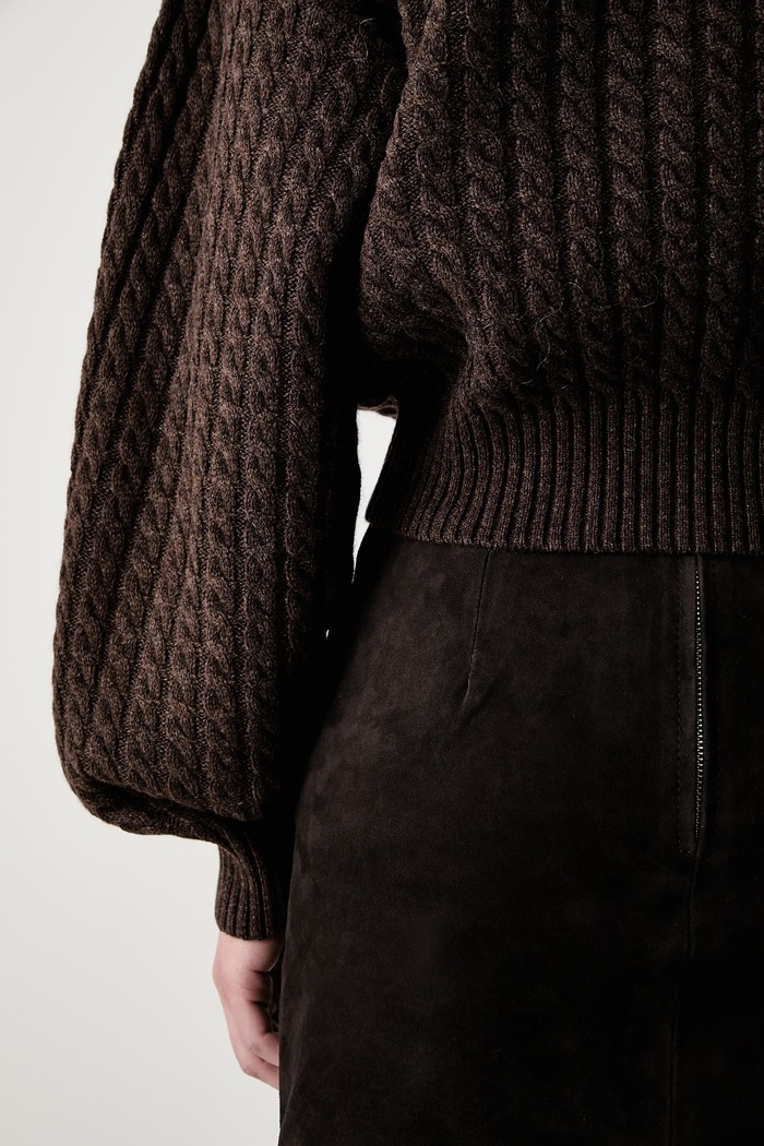 Rotate CABLE CREWNECK sweter wełniany damski 1164372037