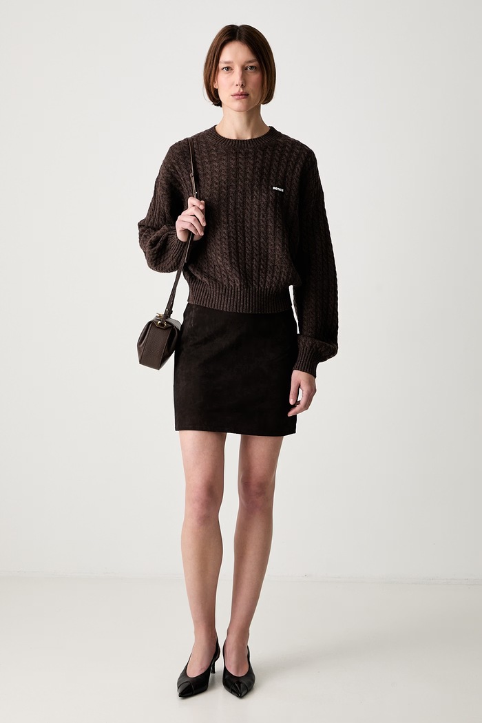 Rotate CABLE CREWNECK sweter wełniany damski 1164372037