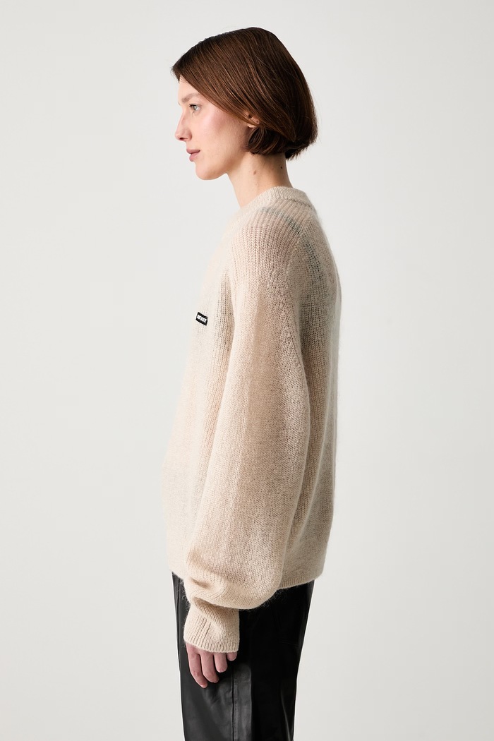 Rotate LIGHT KNIT LOGO sweter z wełną damski 1161911676 beżowy AW26
