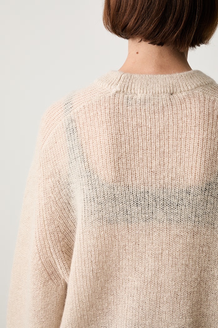 Rotate LIGHT KNIT LOGO sweter z wełną damski 1161911676 beżowy