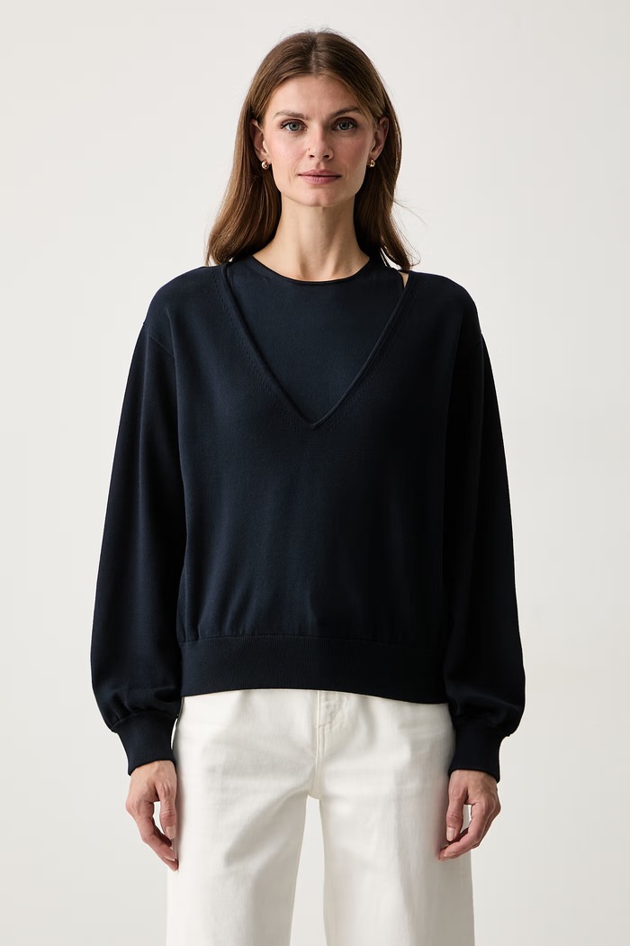 MM by Max Mara Sveter dámsky s viskózou MMLOTTONE tmavomodrá 2626386017600