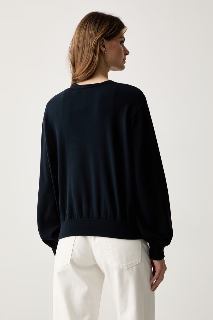 Oblečenie MM by Max Mara Sveter dámsky s viskózou MMLOTTONE 2626386017600 tmavomodrá