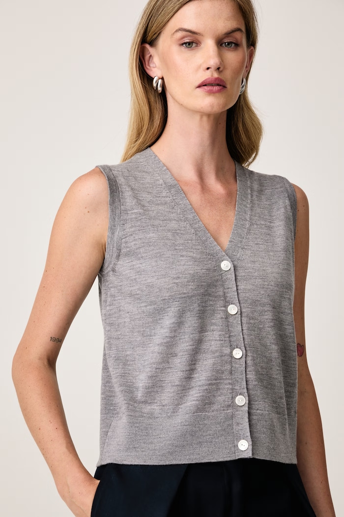 Kamizelka damska wełniana MMLALBATA MM by Max Mara 2626356017600 szary