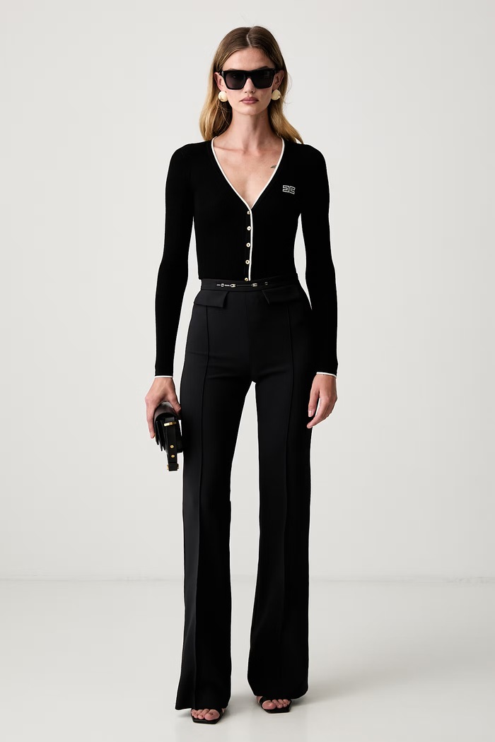 Elisabetta Franchi kardigan damski z wełną MK16B66E2 czarny AW26