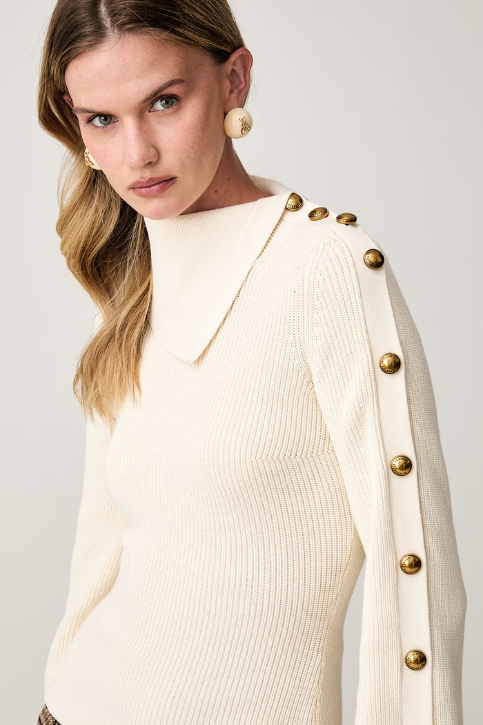 Elisabetta Franchi sweter damski z wiskozą beżowy MK03S66E2