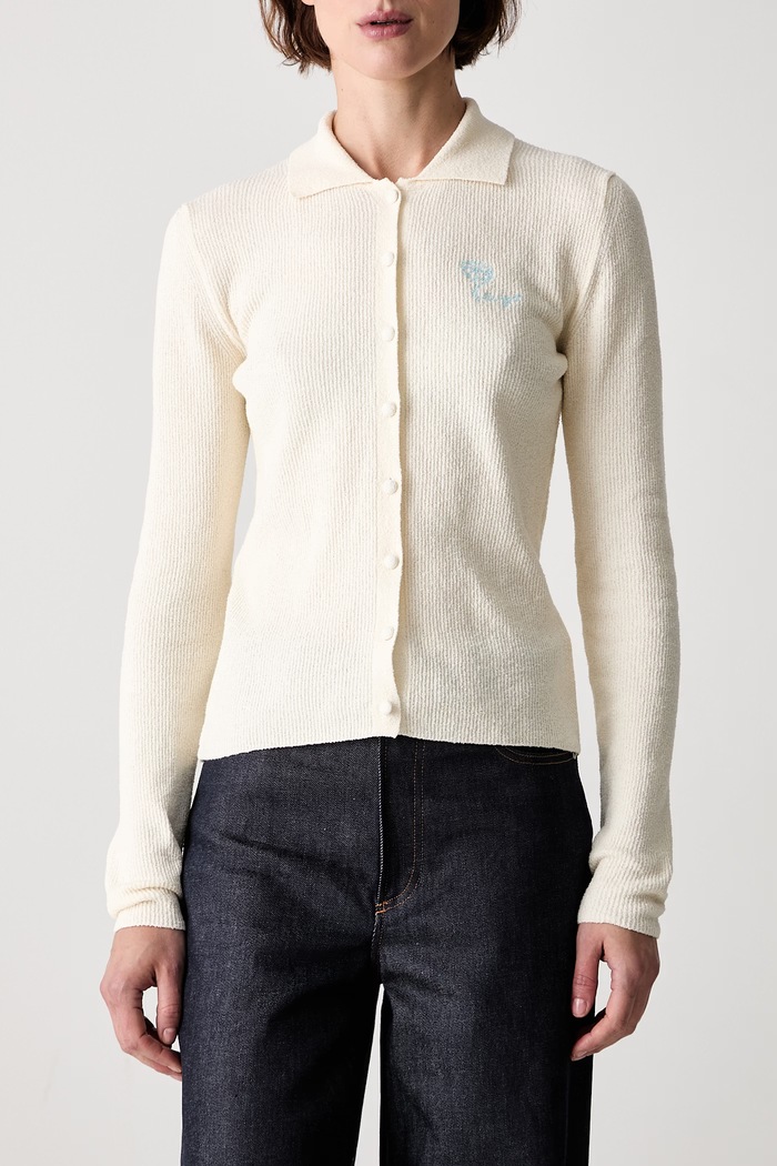 Kenzo kardigan z bawełną damski beżowy FG62CA7543EL