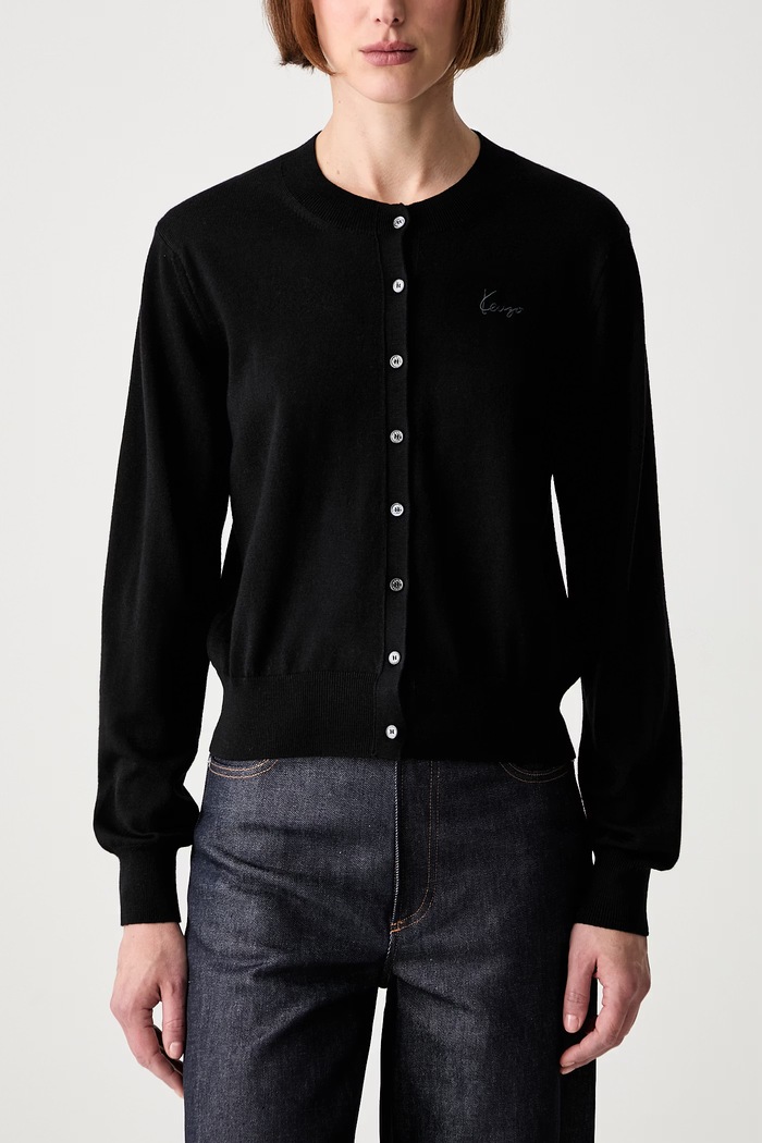 Kenzo kardigan wełniany damski czarny FG62CA7633LB