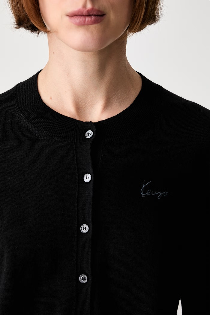 Kenzo kardigan wełniany damski FG62CA7633LB czarny