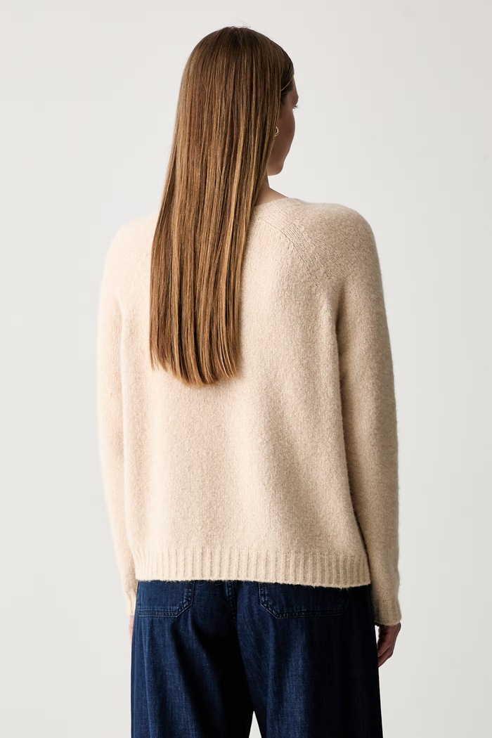 Odzież Weekend Max Mara sweter damski z dodatkiem wełny WKDGHIACCI 2625366211600 beżowy
