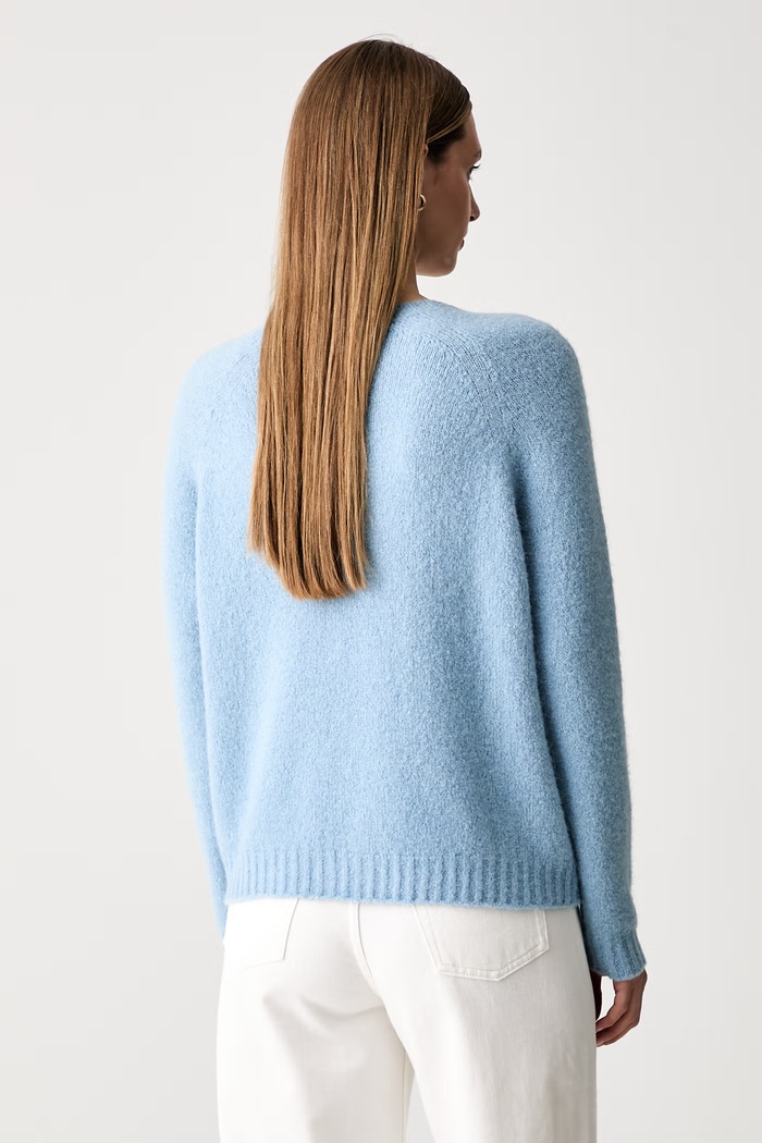 Odzież Weekend Max Mara sweter damski z dodatkiem wełny WKDGHIACCI 2625366211600 niebieski