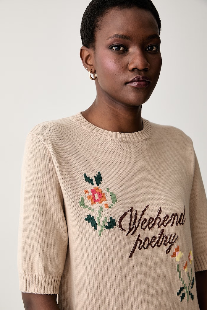 Weekend Max Mara светр з короткими рукавами жіночий з бавовною WKDFIACRE бежевий 2625366191600