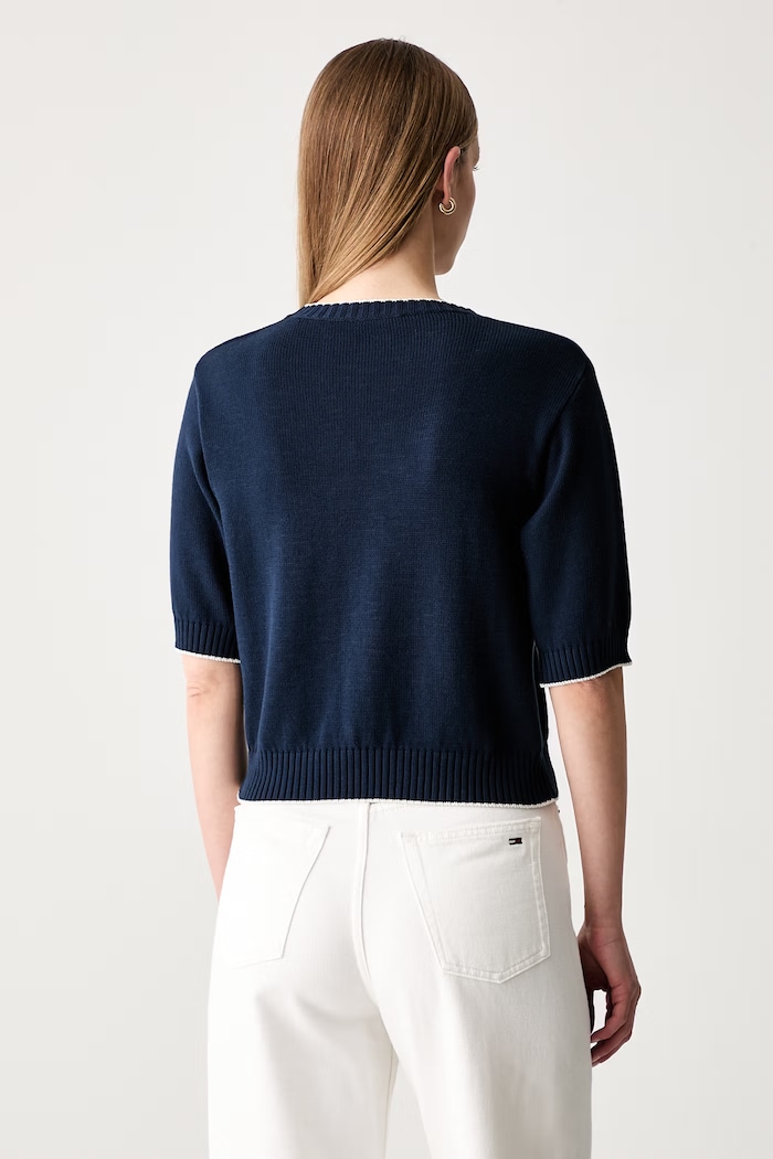 Ruházat Weekend Max Mara rövid ujjú pulóver női pamuttal WKDFIACRE 2625366191600 sötétkék