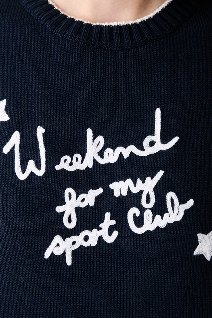 Weekend Max Mara sweter z krótkim rękawem damski z bawełną WKDFIACRE 2625366191600 granatowy