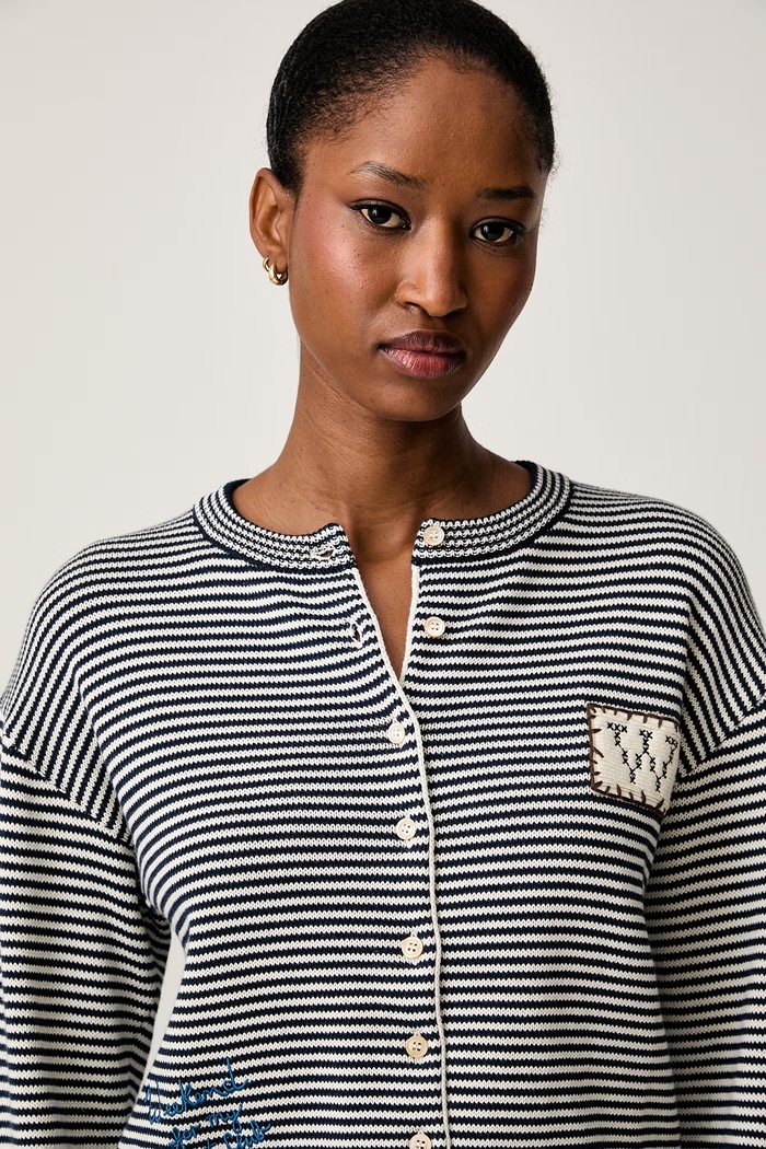Weekend Max Mara kardigan damski z bawełną WKDTEIERA granatowy 2625346041600