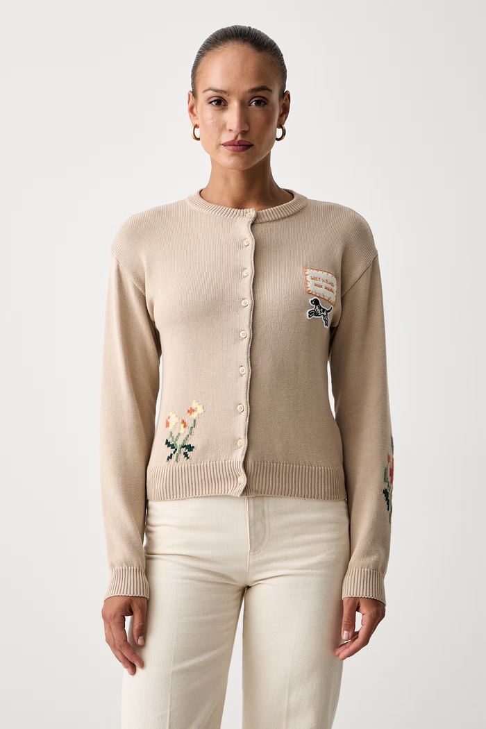Weekend Max Mara kardigan damski z bawełną WKDTEIERA beżowy 2625346041600