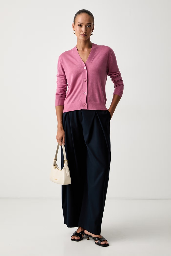Weekend Max Mara kardigan damski z wełną WKDTORRE 2625346031600 różowy AW26