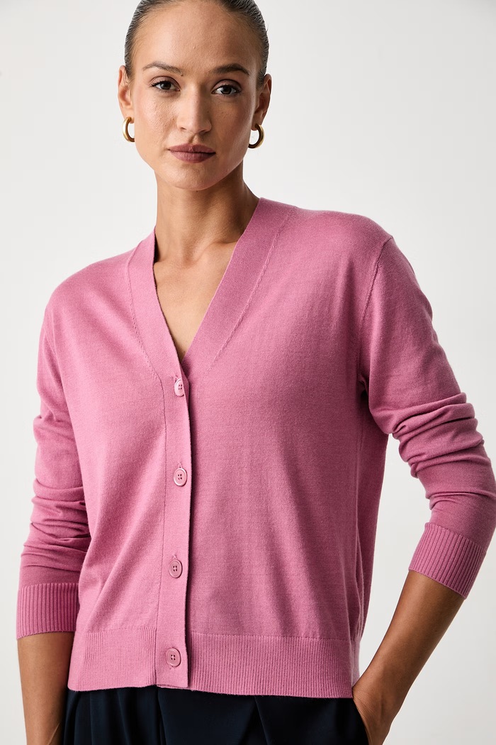 Weekend Max Mara kardigan damski z wełną WKDTORRE różowy 2625346031600