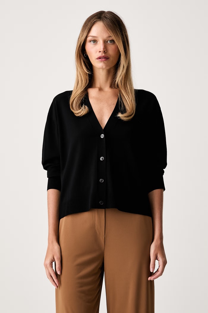 Weekend Max Mara kardigan damski z wiskozą WKDBOARIO czarny 2625346021600