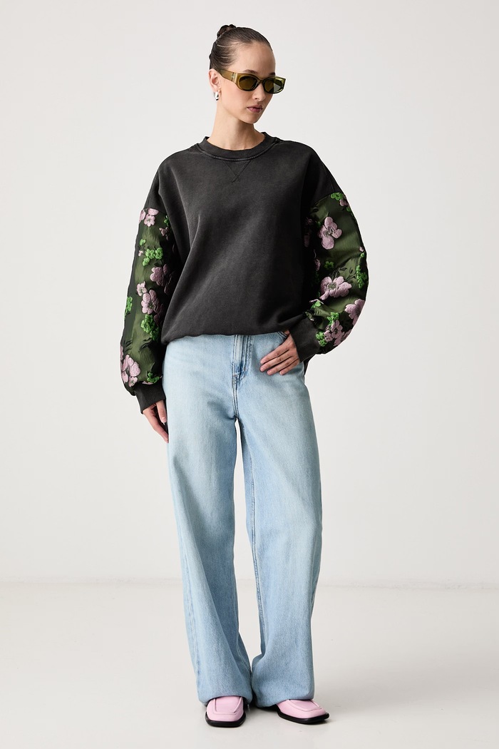 Essentiel Antwerp Bluza damska z bawełną Kueer Kueer.K1CH szary AW26