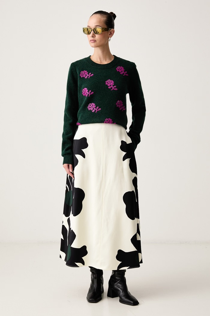Essentiel Antwerp Sweter damski wełniany Korine Korine.K3FW zielony AW26