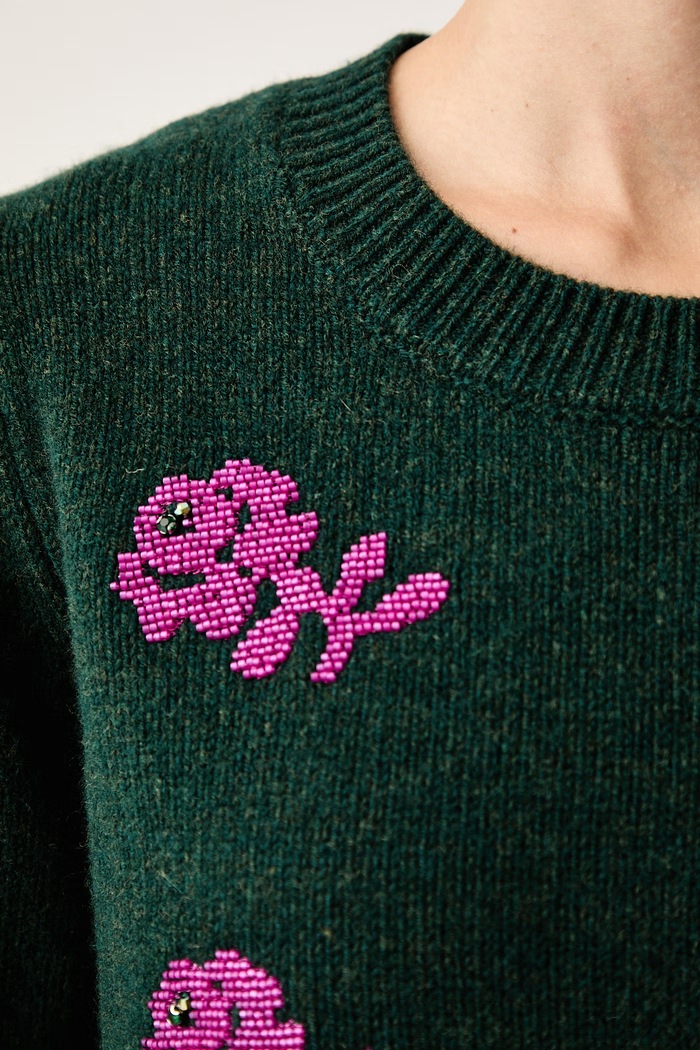 Sweter damski wełniany Korine Essentiel Antwerp zielony Korine.K3FW