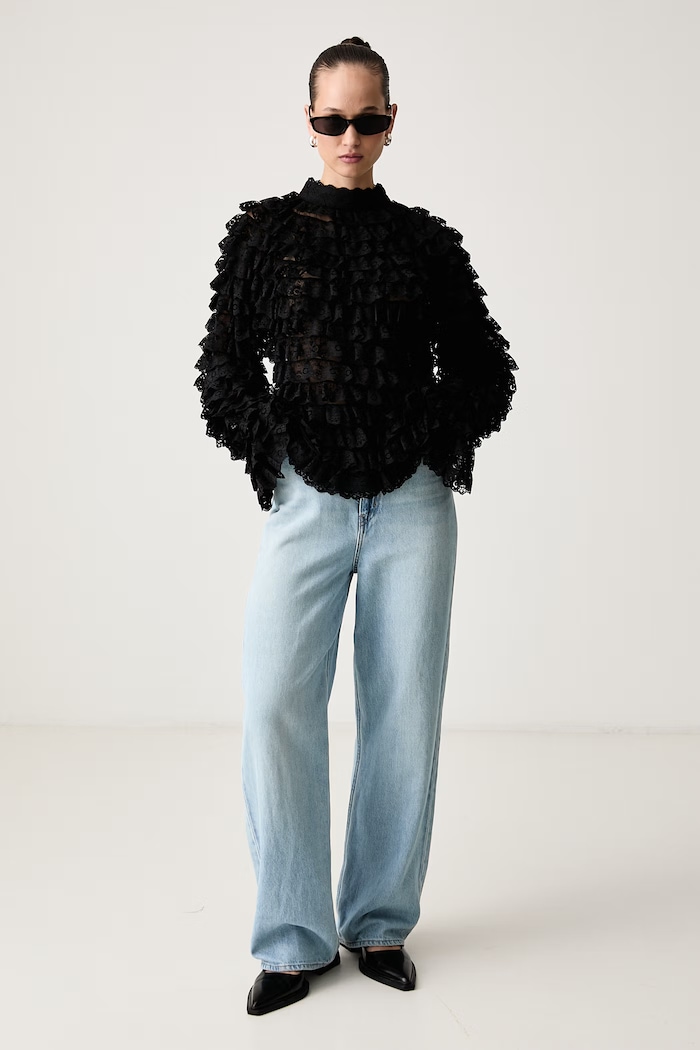 Essentiel Antwerp Bluzka damska koronkowa Kashvi Kashvi.BL32 czarny AW26