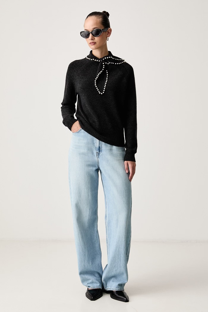Essentiel Antwerp Sweter damski wełniany Kasa Kasa.K2ST szary AW26