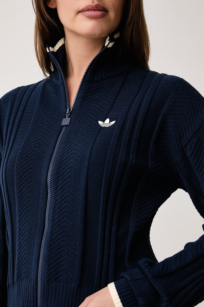 Kardigan damski Cable Knit Firebird adidas Originals KT1864 niebieski