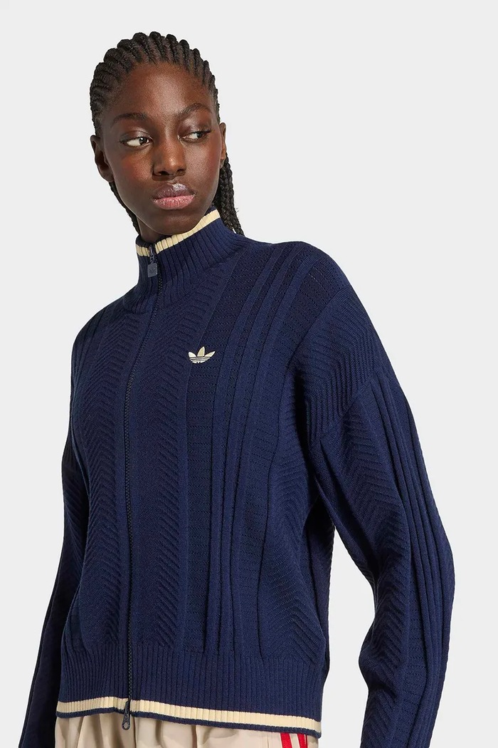 Kardigan dámský Cable Knit Firebird adidas Originals KT1864 modrá