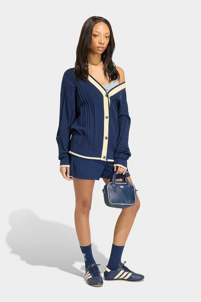 Oblečenie adidas Originals Kardigán dámsky s viskózou KT1859 modrá